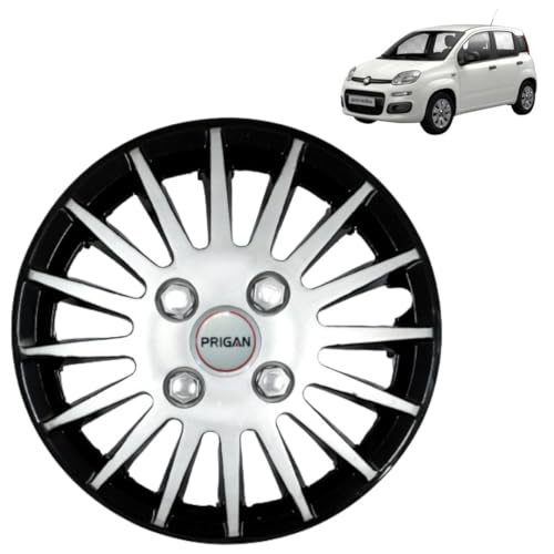 Image of PRIGAN Fiat Uno Black Silver Wheel Cover 13 inch for Uno (Set of 4 Pcs) (Press Fitting) Model- Camry Black Silver 13