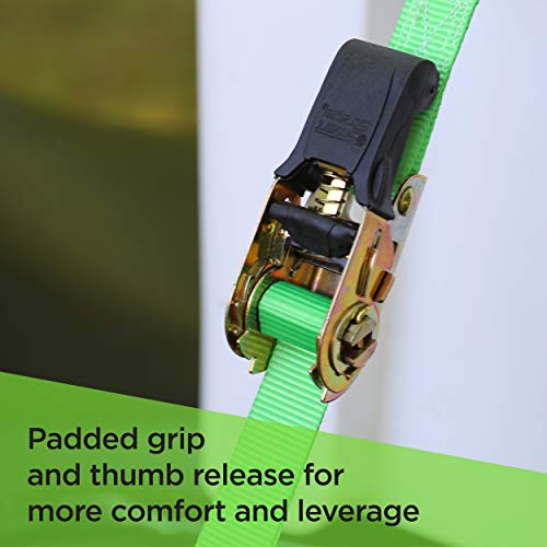 Smartstraps 14’ Padded Ratchet Tie Down, 4 Pack — Standard Duty Tie-Down Straps — 1,500Lb Break Strength, 500Lb Safe Work Load — Haul Dirt Bikes, Atvs, And Mowers #TOP5