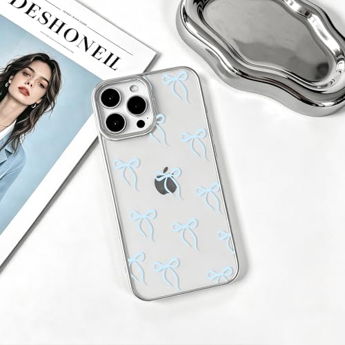 Coque iPhone 14 Pro Max avec nœud ruban bleu esthétique NITITOP en TPU