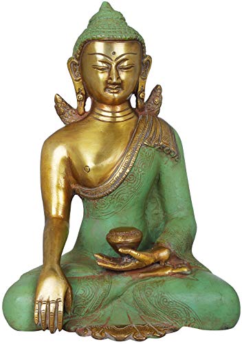 Statue de Shakyamuni en laiton doré avec Bhumisparsha Mudra