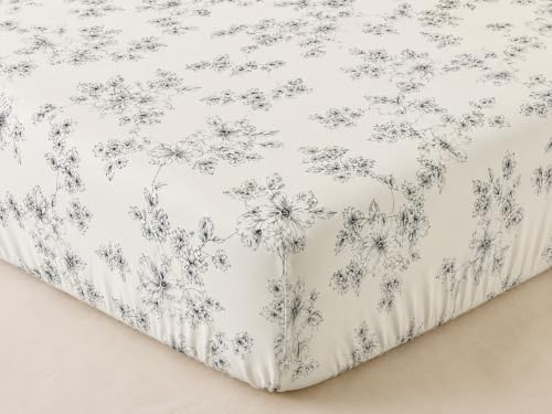 Image of 380 TC Premium Glace Cotton Elastic Fitted Bedsheet King Size with 2 Pillow Covers King Size | Double Bed with All Around Elastic (White Black, Fitted Queen-60x78)