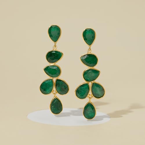 Ross-Simons 22.68 ct. t.w. Emerald Drop Earrings in 18kt Gold Over Sterling4