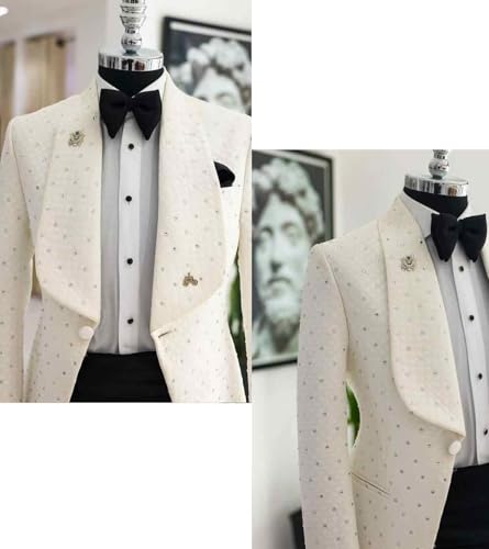 Men's Shawl Lapel 2-Piece Suit One Button Tuxedos Hot Stamping Embossing Jacket with Trousers for Banquet Wedding4