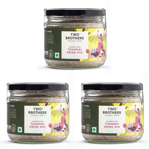 Image of Two Brothers Organic Farms Healthy Thandai Drink Mix 150 gm, Made with Natural Ingredients|Free from Harmful Chemicals|Traditional Recipe with Cooling Ingredients |No Artificial Flavors (Pack of 3)