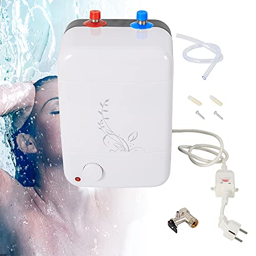 QuatoLuilo Calentador de agua eléctrico, 1500 W, 2,11 galones, tanque pequeño con temperatura ajustable (30-74 °C), calentamiento rápido y diseño de ahorro de energía, ideal para usar en baños y K