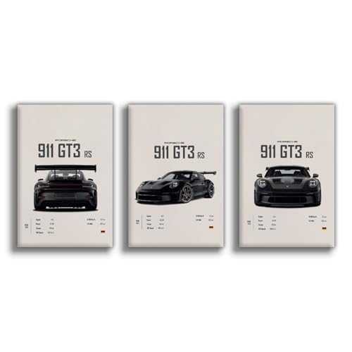 PDQOE Car Poster Walls Canvas 911 GT3 RS Turbo Carrera Posters Wall Art Canvas For Boys Room Banner For Man Cave Garage Bedroom Unframe 12x18inch(30x45cm)
