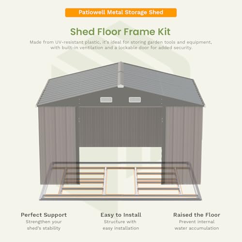 Image of Patiowell 10 x 12 FT Metal Storage Shed for Outdoor with Floor Frame, Steel Yard Shed with Design of Lockable Doors, Utility and Tool Storage for Garden, Backyard, Patio, Outside use,Brown