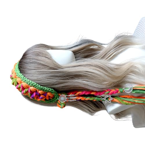Diadema con borlas de punto, diadema ajustable para cabelludo sensible, boda en la playa o uso diario, turbante colorido, accesorios de playa