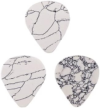 Alnicov 3Pcs Guitar Picks,Natural Stone Picks for Bass Guitar Ukulele,Crack White, Small - Image 5