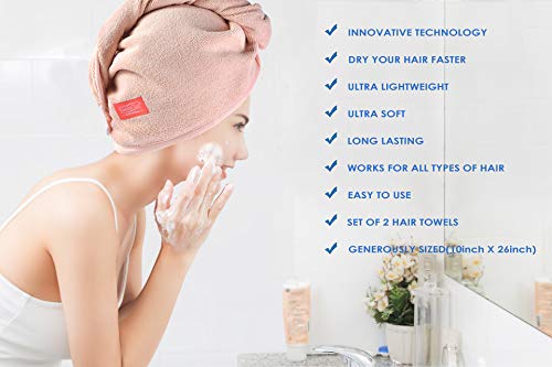 Youlertex Microfiber Hair Towel Wrap For Women, 4 Pack 10 Inch X 26 Inch, Super Absorbent Quick Dry Hair Turban For Drying Curly, Long & Thick Hair #TOP5