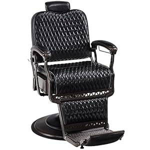 BarberPub Heavy Duty Metal Vintage Barber Chair All Purpose Reclining Hydraulic Pump Salon Beauty Spa Chair Hair Styling Equipment 9216 (Black)