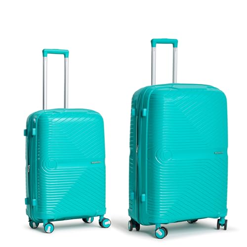 Image of 2 Pc Set 61 cms & 70 cms- Medium & Large Polypropylene 360 Degree 8 Wheels Trolley Bag for Travel Hard Case Luggage, Combination Lock with 3 Yrs Warranty (Teal)