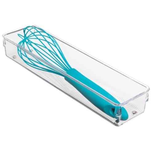 iDesign Utensil Drawer Organizer for Kitchen, Narrow Clear Plastic Bin for Cooking Utensils and Cutlery