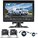 VECHTEL Kit Telecamera Posteriore IPS HD 7 Pollici con 2 Telecamera, Telecamera Retromarcia Auto con Impermeabile IP68 Visione Notturna DVR per 12V-36V Camion Autobus Furgoni Camper Pickup