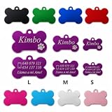 Chapa Identificación Personalizada para Perros y Gatos Pequeños a Medianos en Forma de Hueso Placa Identificativa Mascota Grabada Nombre Collar Colgante