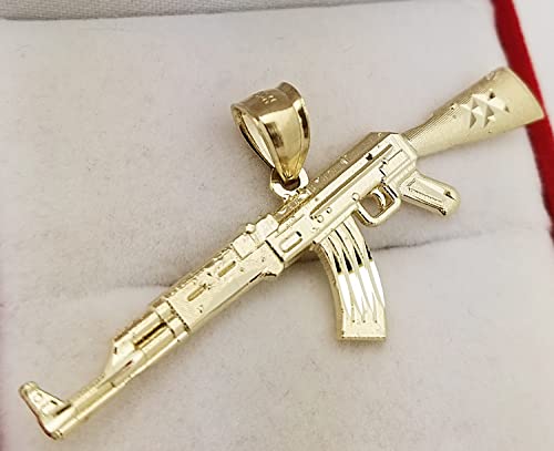 10k Yellow Gold AK 47 Pendant Gold Rifle Necklace Pendant4