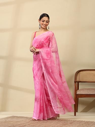 Image of Garden Vareli Floral Print Chiffon Saree