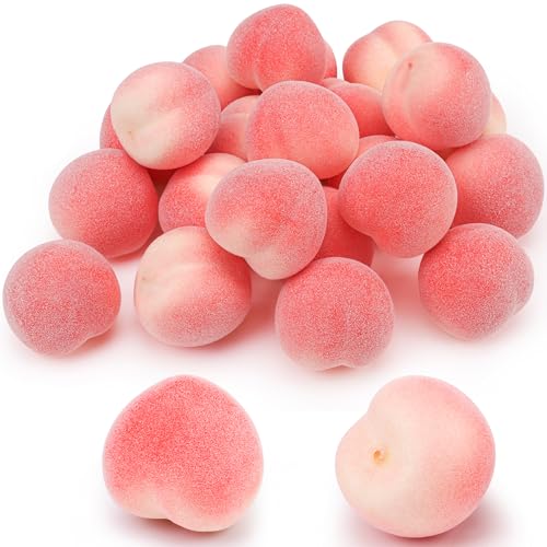 Meiwlong 27 PCS Mini ArtificialPeach Decoración Theme Party Falso Natural Plastic Apuntalars Faux Realista Fruit Model Garnish Hogar Cosecha Festival Halloween