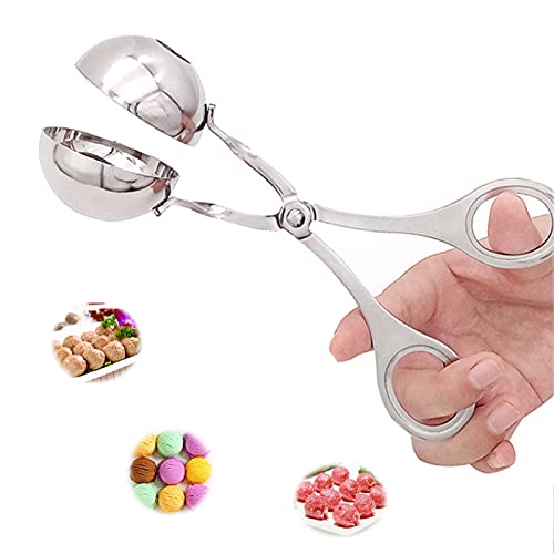 (1pcs) Moldeadora albóndigas Albóndigas caseras Pinzas para albóndigas acero inoxidable Pinzas hielo Herramientas cocina para bolas helado,bolas frutas, sorbetes, bolas melón, albóndigas Cover