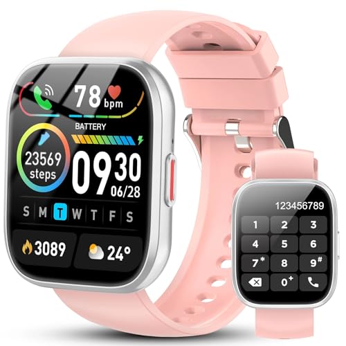 VKROBAG Reloj Inteligente con Función de Teléfono, Reloj de Pantalla Táctil de 1,85'' para Hombres y Mujeres, IP68 Impermeable para Android iOS, Oro Rosa