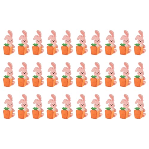 Rainway Lot de 30 sacs à biscuits 3D avec lapin de Pâques et carotte, sacs d'emballage pour biscuits, bonbons, panier de Pâques, emballage cadeau festif...