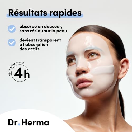Dr. Herma - Masque Hydrogel Collagène & Acide Hyaluronique Hydratation Intense, Anti-Âge, Resserrement des Pores, Hypoallergénique – Soin Coréen Visage Premium pour Tous Types de Peaux. (4) – vue 4