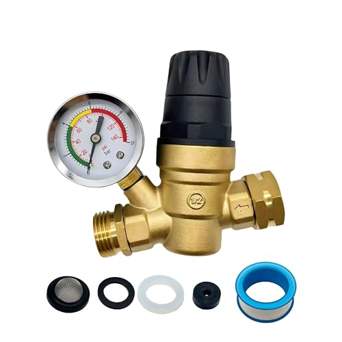 Top 10 Best Rv Water Pressure Regulator for Your Needs 8 RV Water Pressure Regulator Valve - Adjustable Brass (Lead-Free) with Gauge & Filter, 3.5 Bar, Tool-Free Install for RV/Camper/Trailer