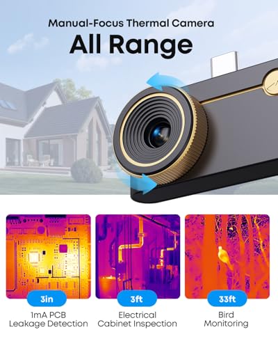 Image of Thermal Master P3 - Thermal Camera for iOS & Android, 8mm Macro Vision Infrared Imager w /Manual Lens, 512x384 Super Ir Resolution, 3.6℉ Accuracy, 35mk NETD, Work for Home PCB Inspection, Black