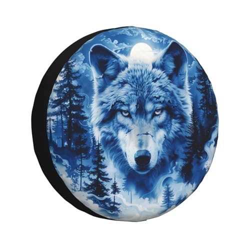 Image of Wolf Spare Tire Cover Weatherproof Universal Wheel Protectors Wheel Covers for Rv Camper Travel Trailer SUV Truck 17 Inch