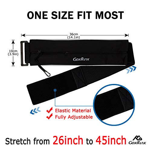 Running Belt Waist Pack with Sports Wristband,Reflective Zippered Runner Pocket Pouch Fanny Pack Adjust able Running Waistband with Key Clip for Fitness Walking Cycling, iPhone 11/X,Galaxy S10 (Black)