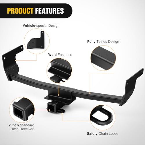 Image of Nilight Class 3 Trailer Hitch 2 Inch Receiver Tow Hitch Compatible with 2019 2020 2021 2022 2023 2024 2025 Toyota RAV4 All 2019-2025 Toyota RAV4 Prime All Black Powder Coated