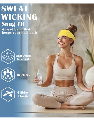 Image of Headbands for Men & Women, Sweat Headband Non-Slip Sweatband Sports Running Cycling Yoga Basketball Workout Football Training
