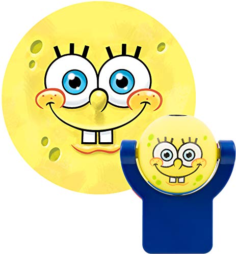Projectables 11708 Spongebob Squarepants LED Plug-in Night Light, Yellow and Blue, Light Sensing, Auto On/Off, Projects Nickelodeon Spongebob Squarepants Image on Ceiling, Wall, or Floor