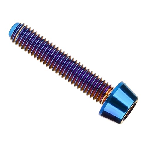 Image of Titanium Ti Bolt M5x9 16 18 20 25 30 35 40 45 50 55 60mm Tapered Head Screws Pack of 4 (M5x25mm, Burnt Blue)