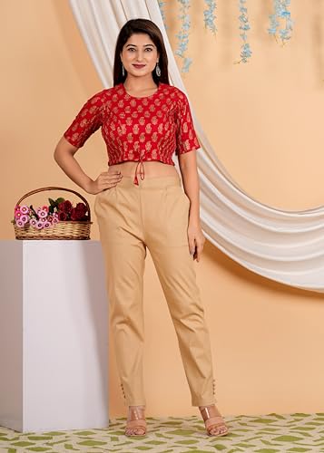 Image of Yash Gallery Women's Cotton Zig-Zag Printed Regular Regular Fit Short Sleeve Blouse