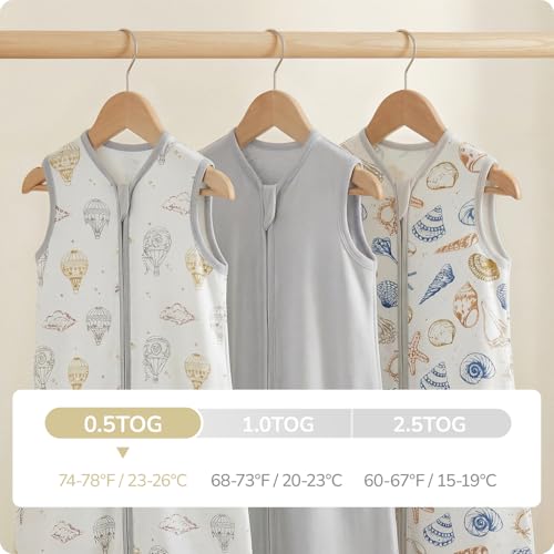 Image of Baby Sleep Sack 12-18 Months, 3 Pack 0.5 Tog Sleeping Sack 100% Cotton Supersoft Thermostatic Toddler Sleeping Bag for Babies Infant, 2-Way Zipper Baby Wearable Blanket for Summer