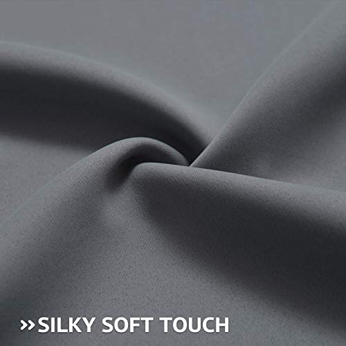 Image of COSVIYA Grommet Room Darkening Grey /Gray Curtains 84 inch Long for Bedroom | Light Blocking Insulated Thermal Curtains for Living Room, Blackout Thick Polyester Window Drapes,42x84 inches, 2 Panels
