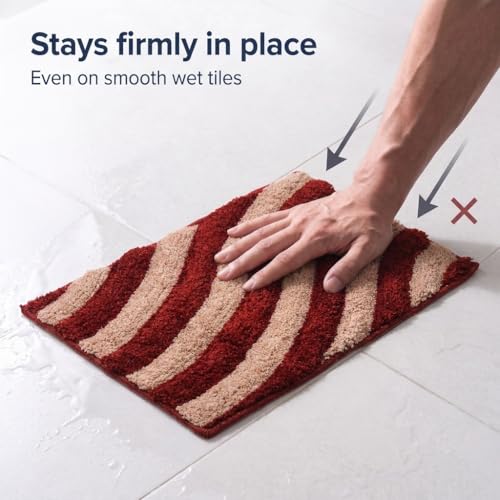 Image of Super Soft Microfiber 2800 GSM Bathroom Mat - Anti Skid, Quick Dry, Water Absorbent, Machine Washable - Floor Mat for Bedroom, Living Room, Doormat for Home (38 x 58 cm), Brown