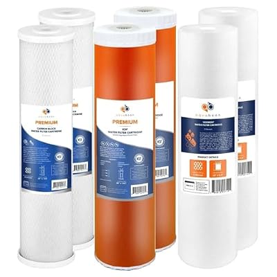 Aquaboon 5 Micron 20 x 4.5 Whole House Water Filter Replacement Cartridge Set: CTO, KDF, Sediment for 3-Stage Water Filtration System 2 Pack