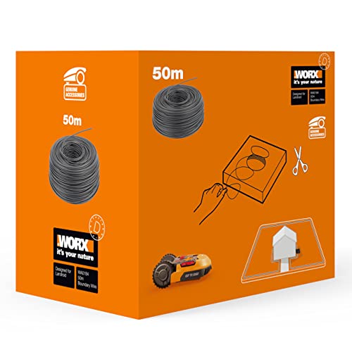 WORX WA0184 Begrenzungsdraht für Landroid Mähroboter – 50m stabiles Begrenzungskabel zum Eingrenzen des Mähbereiches – ordentliches Mähen – ideales Zubehör für deinen Mähroboter