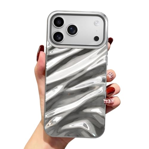 Coque iPhone 17 Pro silicone souple vague argentée antichoc pour fille