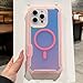 QJJFVMF Heavy-Duty Hard PC Reflective Case for iPhone 16 15 14 13 Pro Max Plus Magnectic Wireless Charging Protective Defender Cover,BU,for iPhone 13 Pro