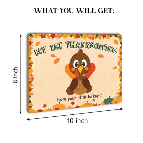 Image of DIY Baby's First Thanksgiving Footprint Sign for Newborn, Fall Autumn Keepsake for New Baby, Holiday Milestone Cards for Girl, Boy, Ideal Baby Shower Gifts, New Mom Gifts (My First Thanksgiving)