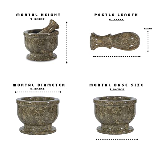 Thewolfard Luxury Handmade Fossil Marble Mortar Pestle Set Large, Rustic Herb Crusher And Stone Grinder, Best For Kitchen Usable Decor & Hous Fossil Grey Marble Large 0 #TOP2