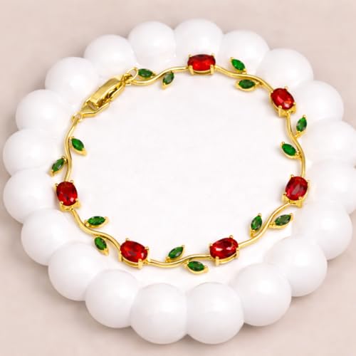 Image of Trendy Tulip Bracelet for Women | Gold Plated Pink Crystal Floral Bracelet | Elegant Minimalist Jewelry | Adjustable Chain Bracelet Gift for Girls Women | Stylish Party Daily Wear Accessory