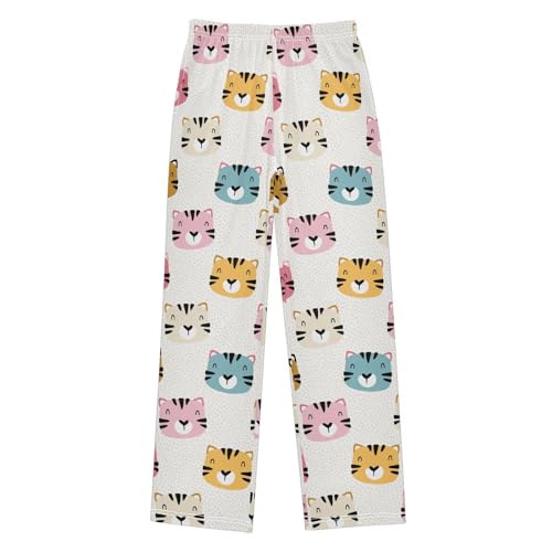 Cute Tiger Kitten Faces Boys Pants for Kids Jogger Pants with Pockets S-XL