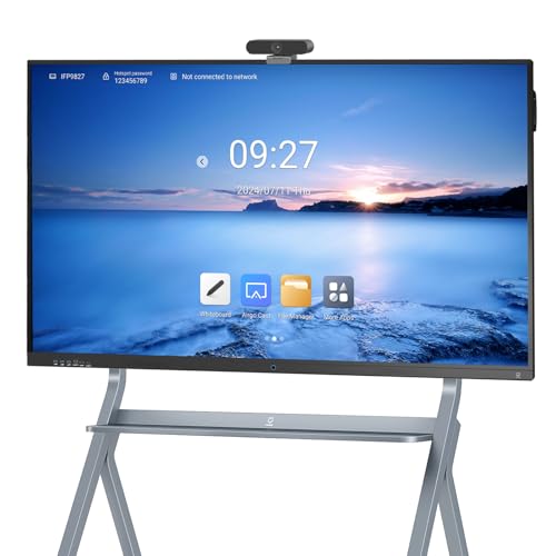 LINGHUFOX 65in Interactive Whiteboard, 4K Touch Screen Smart Board for Classroom, Office, All-in-One Electronic Digital Whiteboard, Open App Ecosystem for Remote Meeting (Board+Wall Mount+AI Camera)