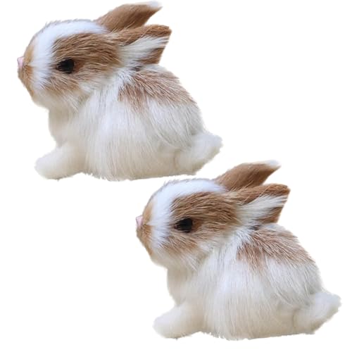 WLngtv 2Pcs Mini Simulation Rabbits, Realistic Cute Plush Rabbits Lifelike Plush Bunny Realistic Rabbit Miniatures, White Rabbits Home Party Decors...