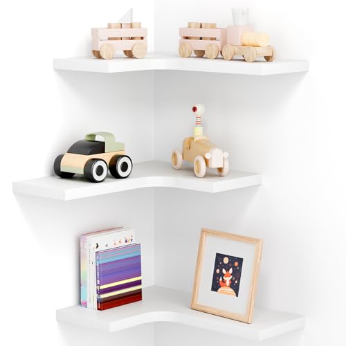 Suhu Lot de 3 Etagere Murale Étagère D’ Angle en Bois Étagères Flottante Etageres Rangement...
