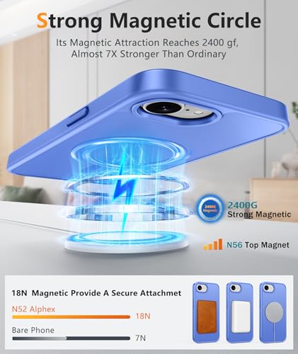 Image of FNTCASE for iPhone 17e Case: iPhone 16e Phone Case [Compatible with Magsafe] Matte Cases with [Screen Protector] Military Grade Shockproof Protective Phone Cover - Full Ultramarine